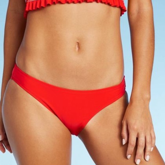 plain red bikini